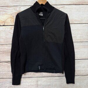 Merrell Womens Small Black Full Zip Jacket Knit Sleeve Fleece Lined Outdoor